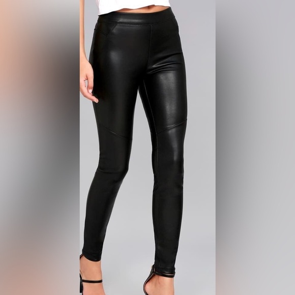 Free People Black Vegan Faux Leather Women's Leggings Size Lg/30 - Picture 2 of 15